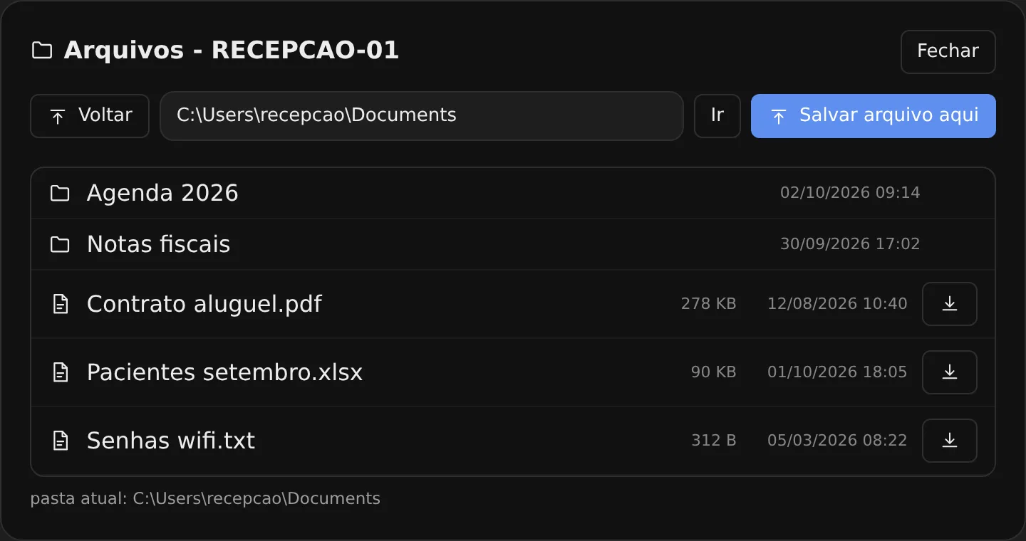 Explorador de arquivos do PC do cliente